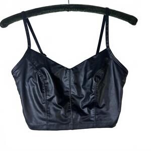 Offline By Aerie Faux Leather Corset Style  Crop Top Biker Goth Alt Festival SzS